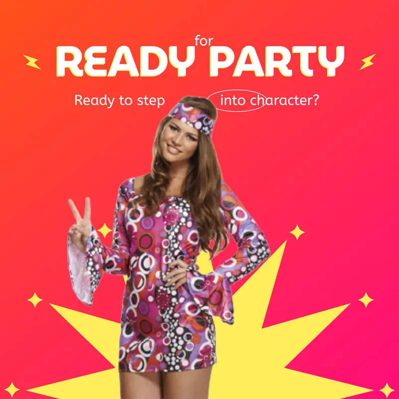 Hippie (One Size) Adult Fancy Dress Costume 60s 70s Style Women Disco Groovy Hippy Party Outfits for Halloween Carnival 3