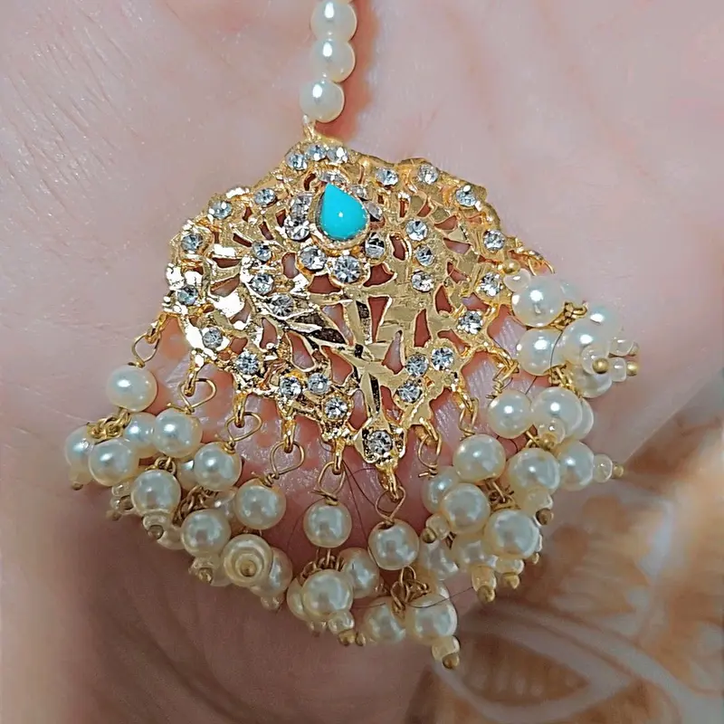 haydrabadi pendant set with white pearl 3