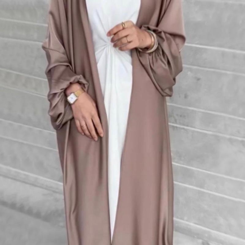 WAFA Collection Satin Open Abaya - Elegant and Silky Soft - Belt, Womenswear, Casual, Loose, Dress 5