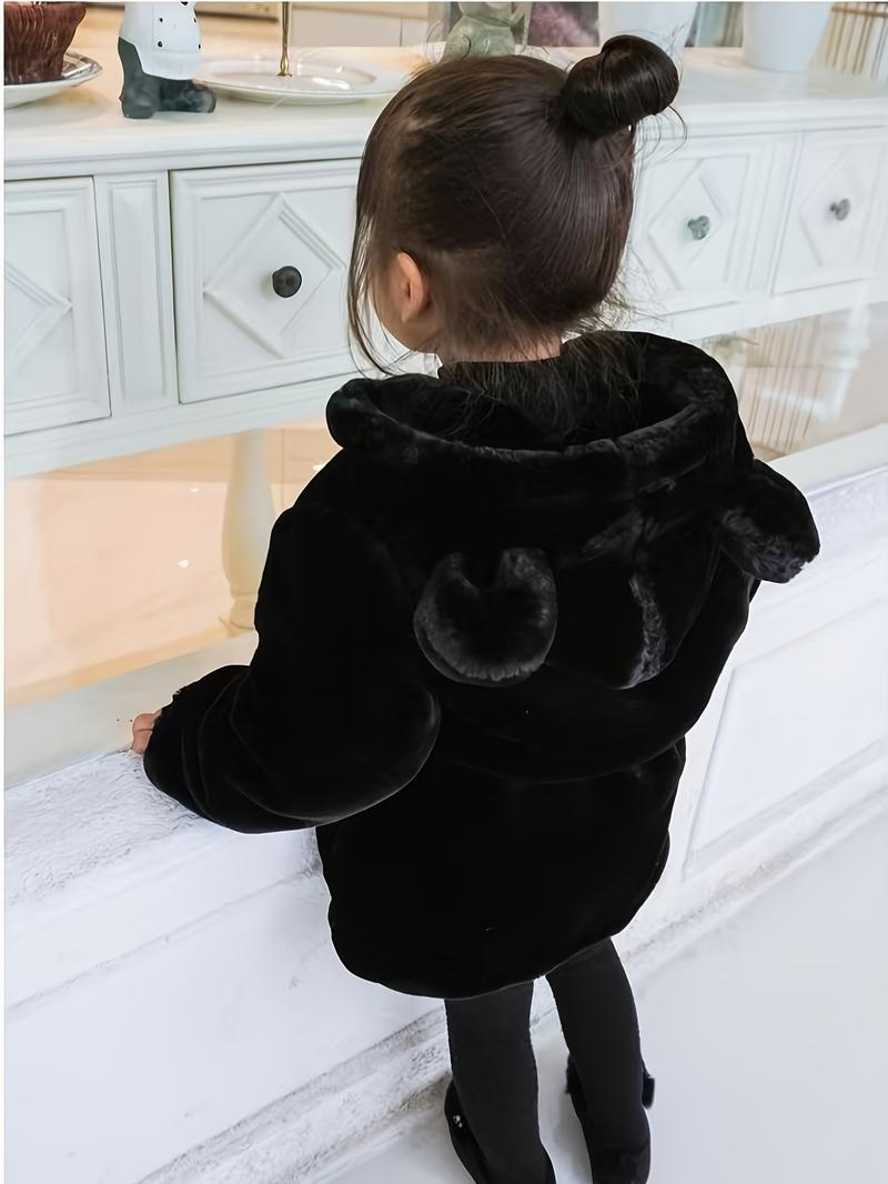 Product Introduction of Adorable Girls' Hooded Fleece Parka - Cozy & Warm Zip-Up Winter Jacket with Pockets, Perfect for Fall/Winter 5