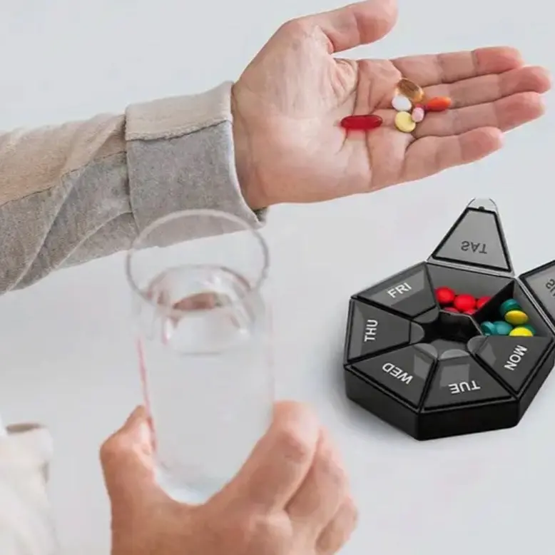 Compact 7-Compartment Pill Organizer - Durable PP Plastic, Portable Medicine & Jewelry Storage Case Healthcare