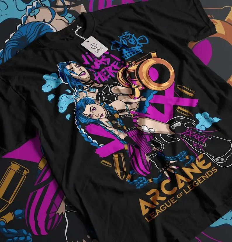 Jinx Arcane T-Shirt, Gaming Shirt, Gaming Legend Apparel, Video Game Shirt, Moba Game Shirt, LOL Shirt, Gamer Shirt, Game Lover Shirt
