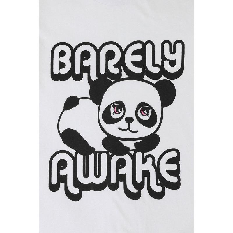 Girls Panda 'Barely Awake' Short Cotton Pyjamas 3