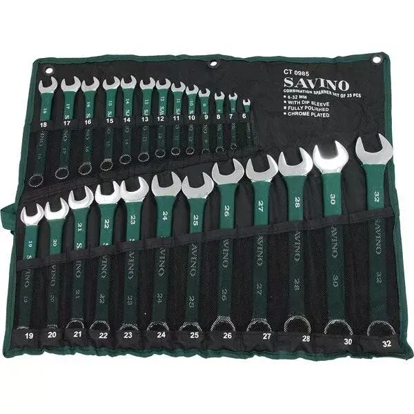 Savino 25pc Spanner Set Soft Grip Metric 6mm - 32mm Combination Wrench Ring Open spanner 0