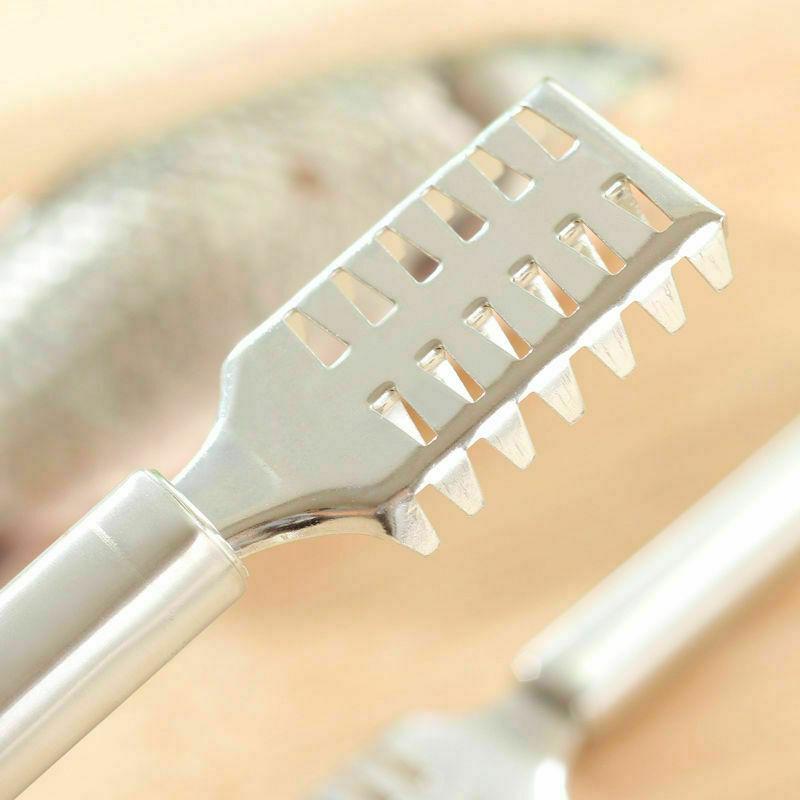 Fish Scale Remover Scraper Descaler Cleaner - Multi-Functional Stainless Steel Scale Removing Seafood Tool with Comfort Grip for Kitchen Utensils Peeler Remover Skin 4