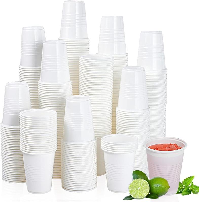 White Plastic Cups, 7oz Plastic Glasses for Party, Wedding, Cocktails, Christmas Party Cups, Cold Party Drinking Cup Halloween Disposable 0