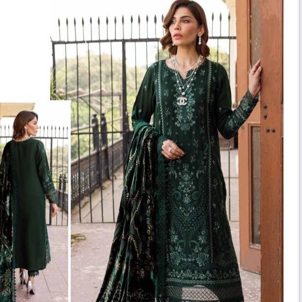Nureh Luxury Ready to Wear | Tailored Stitched | Embroidered Leather Peach Women's Womenswear Collection with Velvet Palachi Shawl and Dyed Leather Trouser - Soft, Asian Elegance Clothing Embroidery Dress Traditional Comfortable Elegant Suit 4