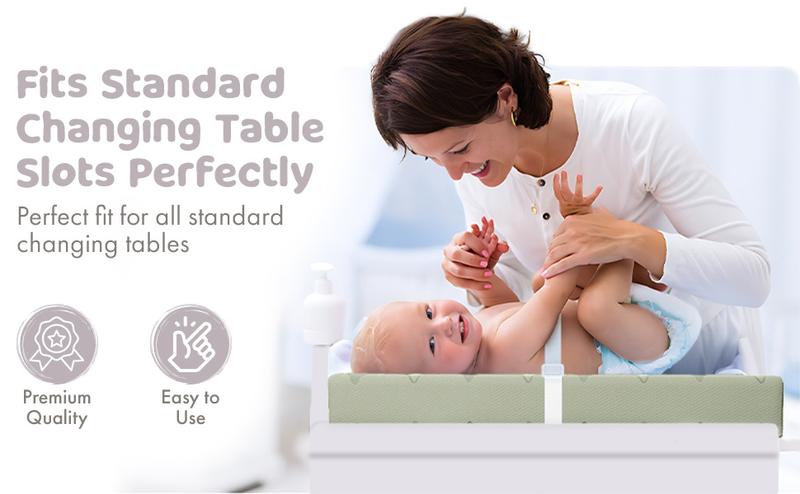 Product Introduction of Baby Changing Pad Waterproof Cotton Contoured Diaper Changing Pad for Dresser by Sleepah – Breathable &amp; Washable Cover – Three-Sided Change Pad with Certipur Certified Foam (Green) 3