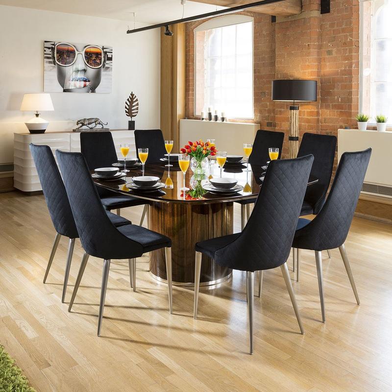 Set of 2 Sleek Velvet High Back Modern Dining Chairs Black Fabric p144 2