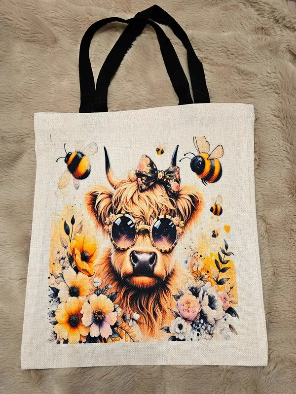 #BAG004 Tote bag Highland Cow #JDL Lucky 0