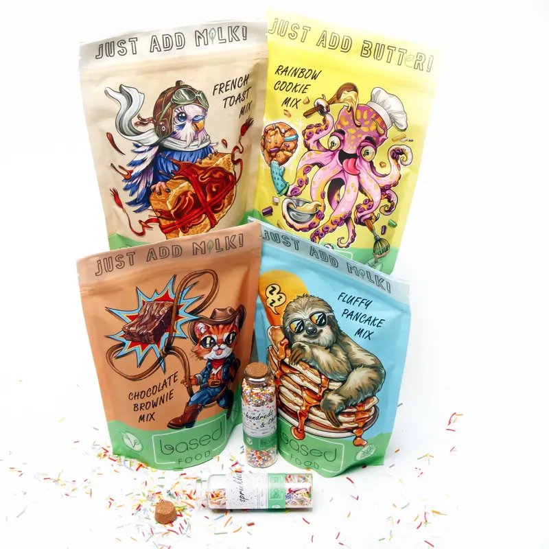 Baking Mix Artwork Bundle - Vegan, Gluten Free | Cookie Mix, Brownie Mix, Pancake Mix and Our Best Seller, eggless Vegan French Toast Mix, plus sprinkles and 100s & 1000s 2