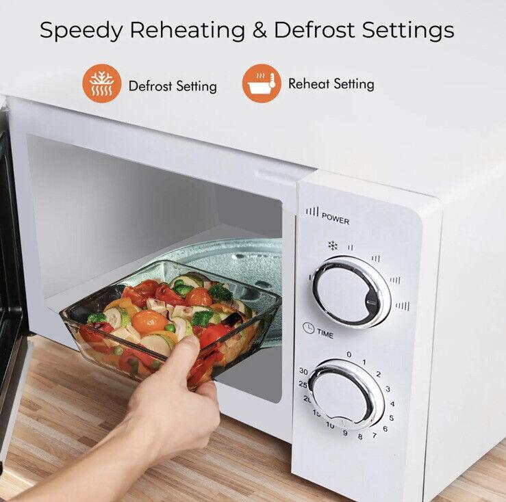 Geepas Microwave 20L Solo Freestanding 5 Power Levels & Defrost Powerful White NEW 6