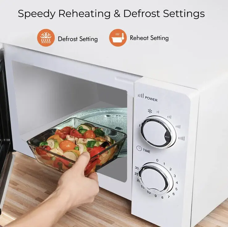 Geepas Microwave 20L Solo Freestanding 5 Power Levels & Defrost Powerful White NEW 6