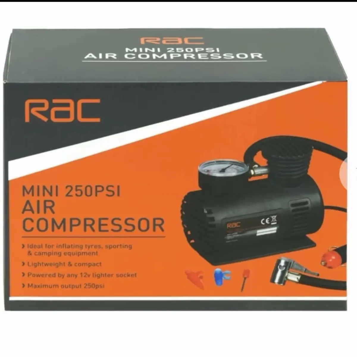 RAC Mini 250psi Air Compressor - Portable and Easy to Use