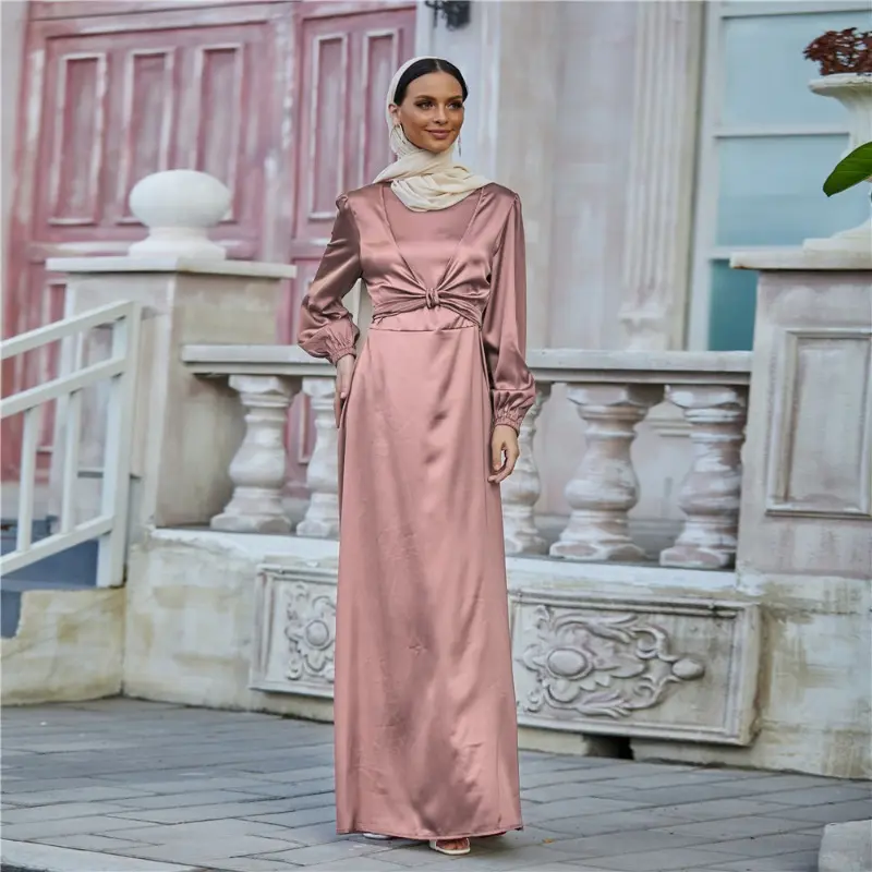 Hot-selling Soft Waist Lace-up Two Wear Dress 2024 Elegant Satin Long Dress LR433-1 3