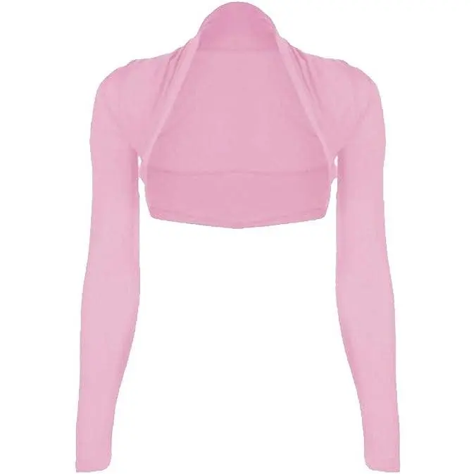 Ladies Cropped Long Sleeve Plus Size Bolero Shrug Womens Plain Open Front Cardigan Crop Top Shrug 5