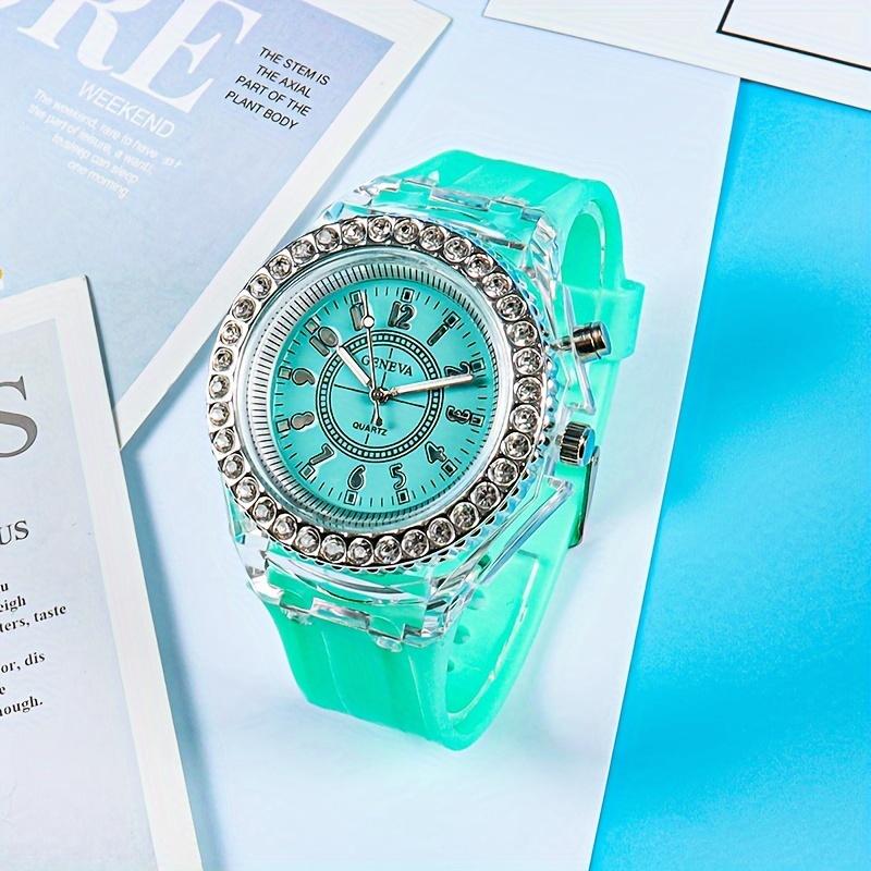 Product Introduction of New Luminous Student Electronic Watch for Teenagers, Junior High and High School Students, Electronic Watch with Rhinestones, Candy Color, Couple Watch, New Year Gift 166 14
