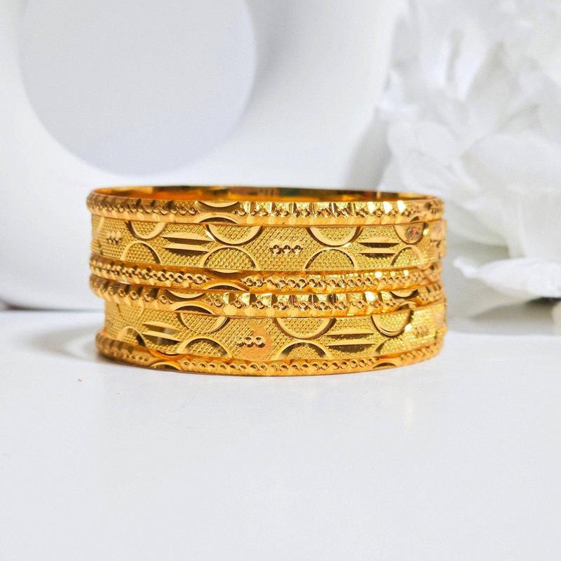 Set of 6 Gold Plated Indian Bangles 1