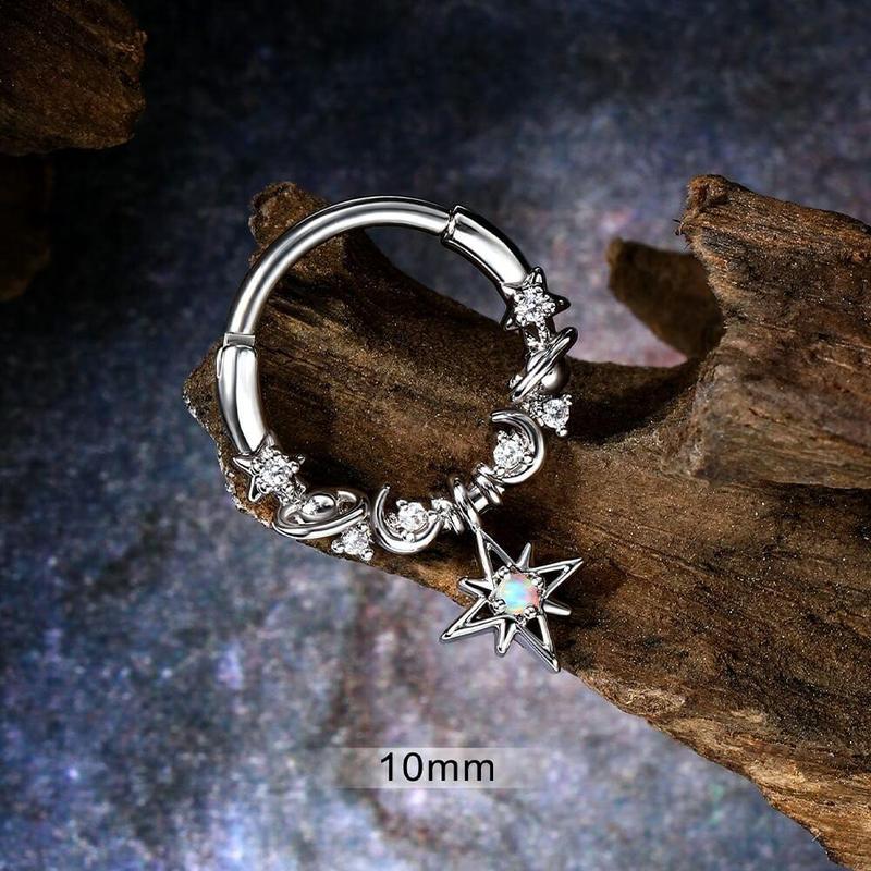 OUFFER 16G Star/Moon/Planet Dangle Septum Ring Helix Silver Gold Jewelry Earrings 7