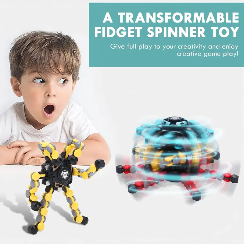 NEW Transformable Fidget Spinner Toy, Funny DIY Fingertip Spin Top Toys, Hand Finger Spinner Creative Fingertip Mechanical Gyro for Kids Adults, All Ages Sensory Fidget Toys 2