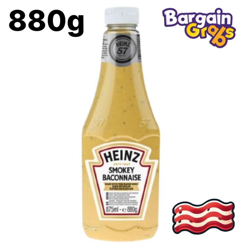 Heinz Smokey Baconnaise 880g Large Bottle – Creamy Bacon-Flavoured Mayo, BBQ Sauce Alternative – Best Before End 08/2025 Dip Sambal 0