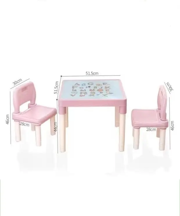 ABC Alphabet Plastic Children's Table and Chair Set for Toddlers and Kids (Blue, Pink) Special Gift for Toddlers 3
