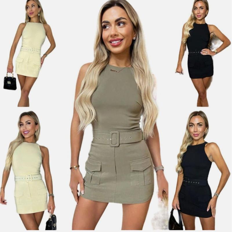 Ladies Sleeveless Cargo Skort Belted Play Suit UK S-2XL 0