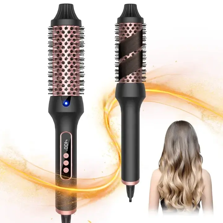 3 In 1 Hot Hair Curler 400°F Thermal Brush Heated LCD Display 32mm Round Curling Brush Ceramic Curling Comb GetSalon-Quality Curls with our Heated CurlingBrush,  Girlfriend gift 10Temperature Settings Curler Hair BrushComfort comparing hairtools Flawless