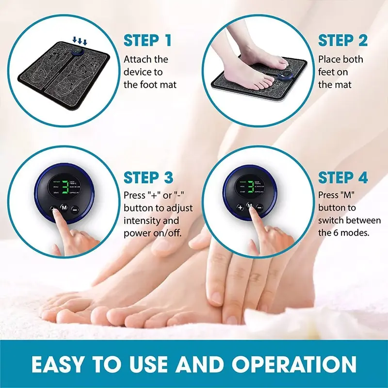Electric ROMOTE Foot Massager Mat for Blood Circulation Relief Pain with LED and USB - Comfort 7