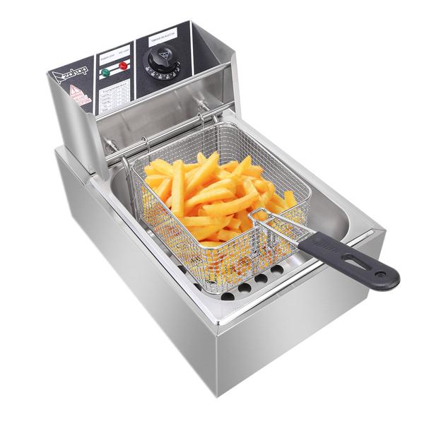 EH81 2500W 220-240V 6.3QT/6L Stainless Steel Single Cylinder Electric Fryer UK Plug 1