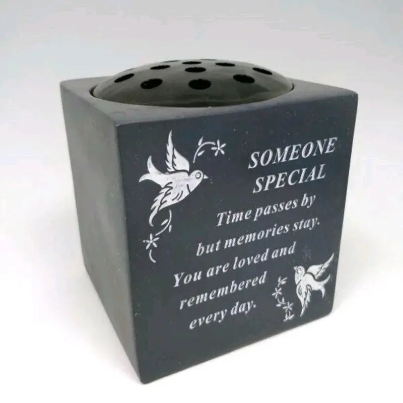 Memorial FlowerSlate  Plaque Tribute  Vase Rose Bowl Dove Diamante Graveside 5