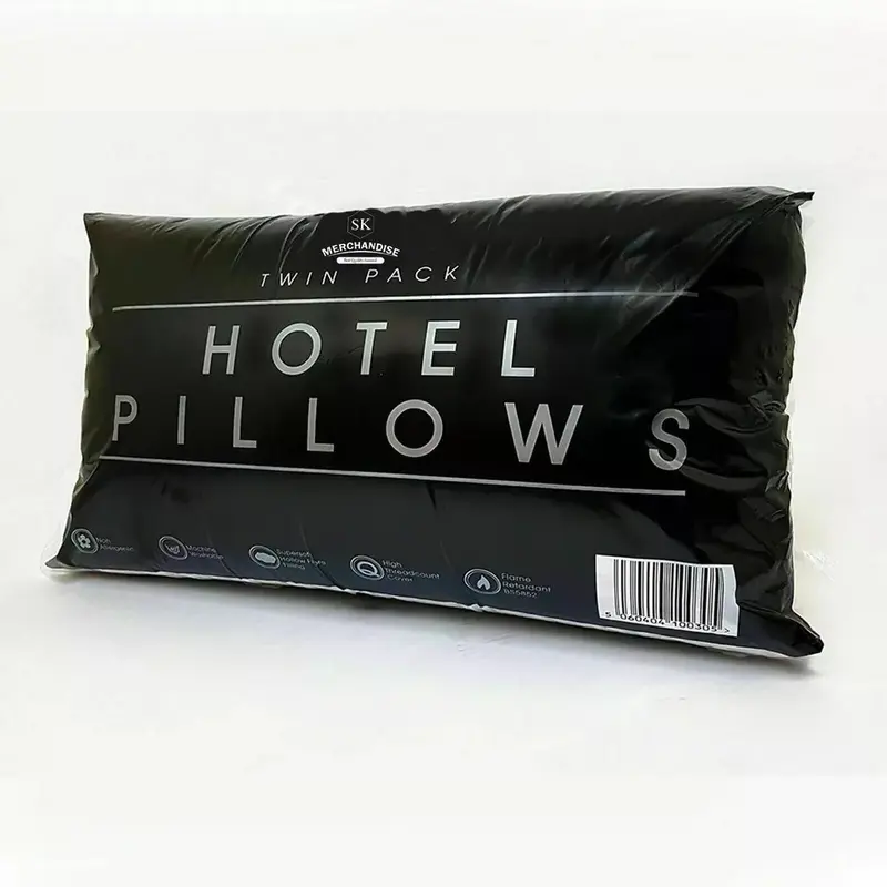 Pack Of 2 Hotel Quality Egyptian Stripe Pillows Hollowfibre Filled Standard size Bed Pillows Cotton Blend 7