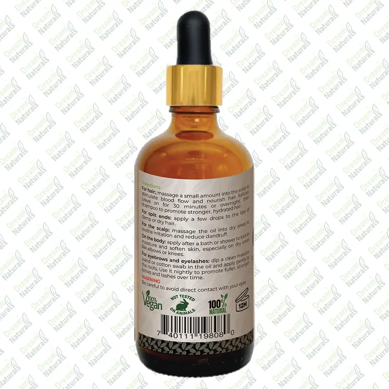 Dream Naturals - 100% Pure Organic Castor Oil - 100 ml - Nourishes. Moisturises, Improve Health, Natural. Body Care Radiant 4