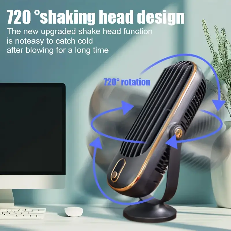 [Portable Air Conditioner Fan] 1pc Portable Air Conditioner Fan - 5-Speed USB Rechargeable Cooling Fan with Dual Motor, Large Battery, 720° Surround Air Blower - Ideal for Office, Travel, Camping, Outdoor RV 7