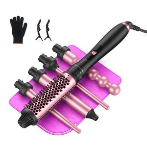 LANDOT 5-in-1 Curling Tongs Wand Set with Thermal Brush 38mm and 4 Interchangeable Ceramic Curling Wands (9mm-32mm)