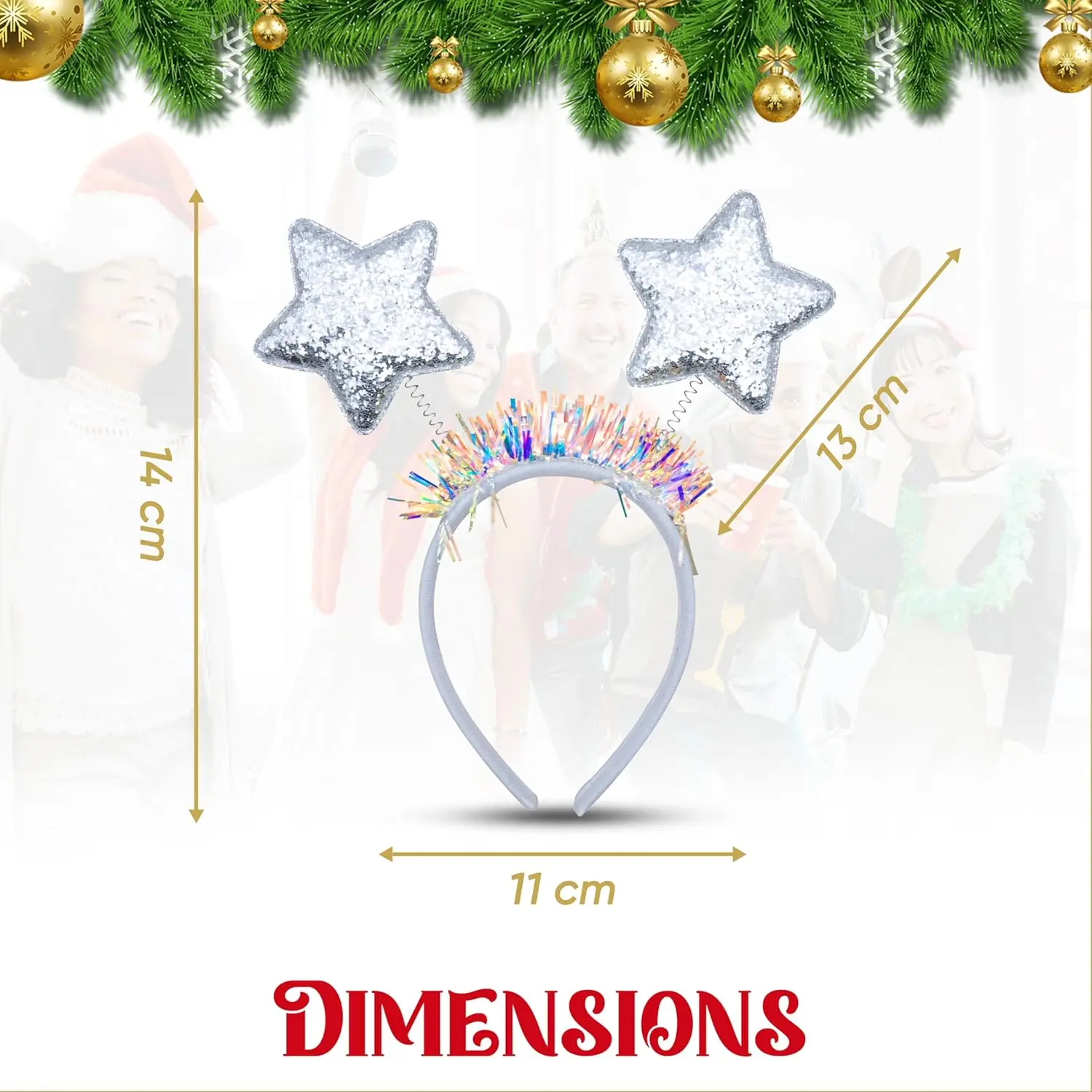 HOVUK Star Head Boppers Christmas Headwear Star Head Band, Glitter Star Christmas Headbands for Adults Hair Accessories Xmas Party Favors, One Size