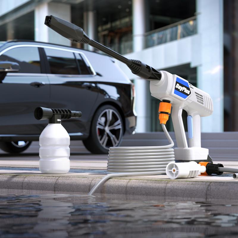 Cordless Pressure Washer, 21V 1500W Portable Pressure Washer, 30 Bar/435 PSI High Power Washer Machine with 6-in-1 Adjustable Nozzles, 2PCS 1.5Ah Battery, 5m Hose Cordless Jet Washers Pressure Cleaner for Car Floor Garden Cleaning 7