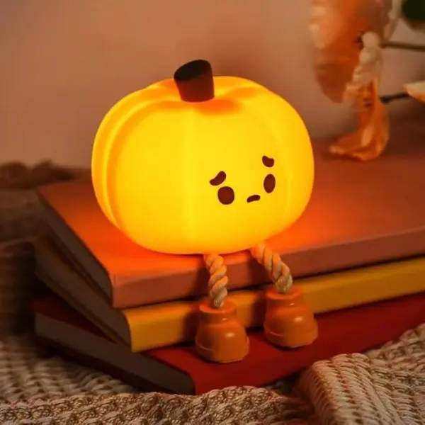 LED Silicone Dimmable Nursery Lamp - Cute Pumpkin Night Light 0