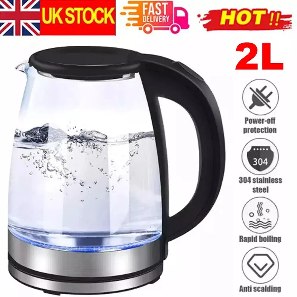 2L Cordless Electric Kettle with Fast Boil, Auto Shut-Off, and Boil Dry Protection - 1500W