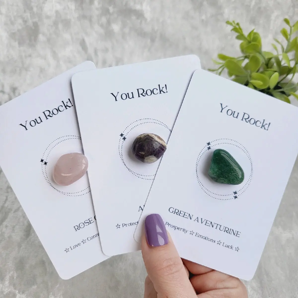 You Rock Crystal Card • Positive Affirmation Cards • Crystals Gift • Natural Tumble Stone Gemstones