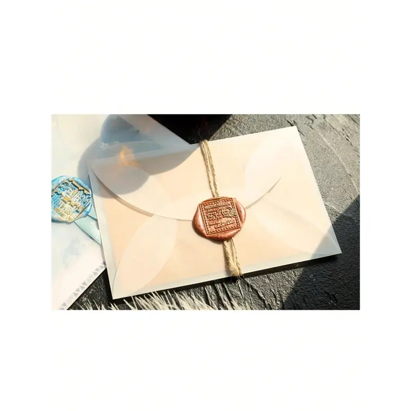 20pcs Rounded Edge Vellum Paper Envelopes, Semi-Transparent Frosted Thick Envelope Sleeves Back To School 6