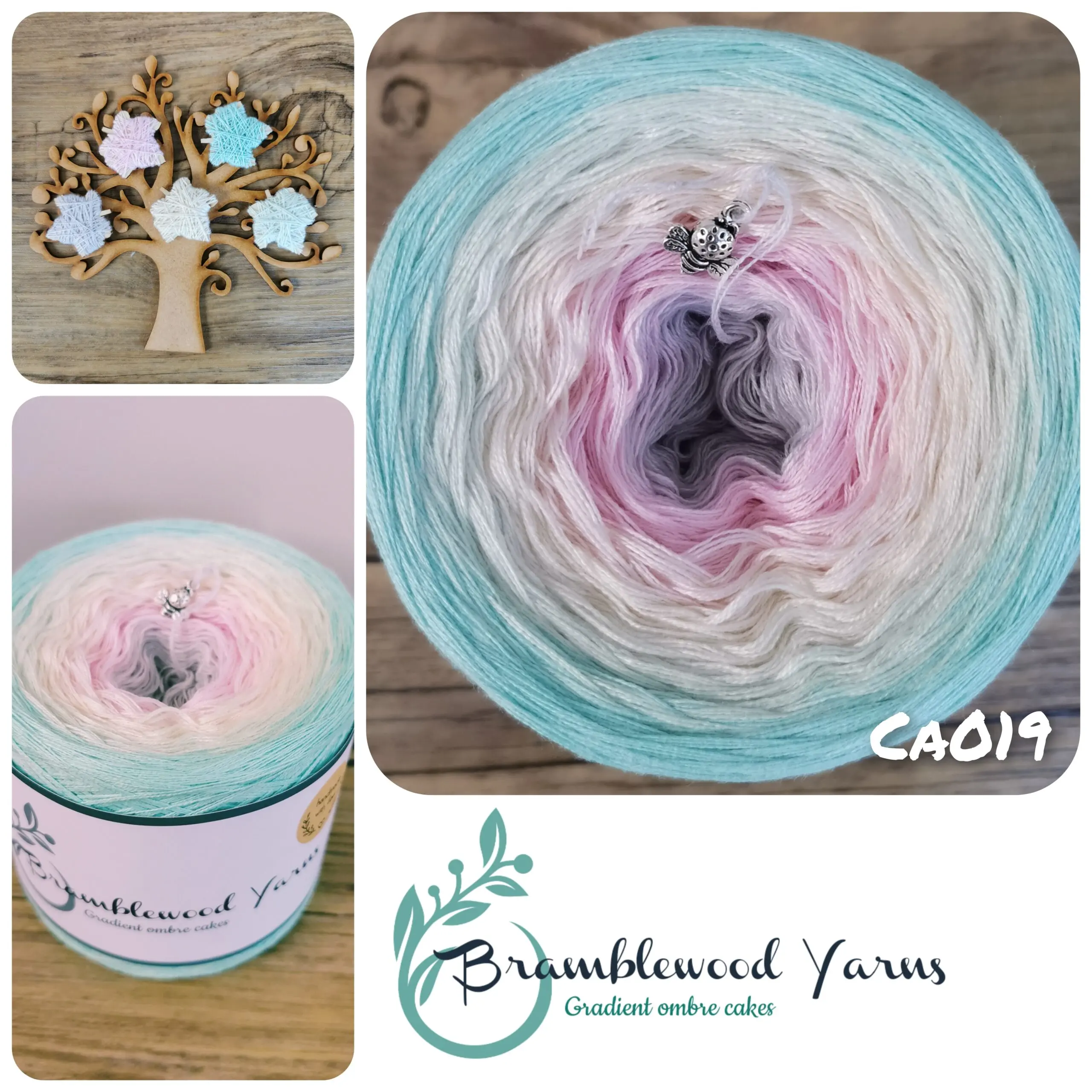 Ombre yarn cake, gradient yarn, Cotton/ acrylic yarn cake, Bramblewood Yarns