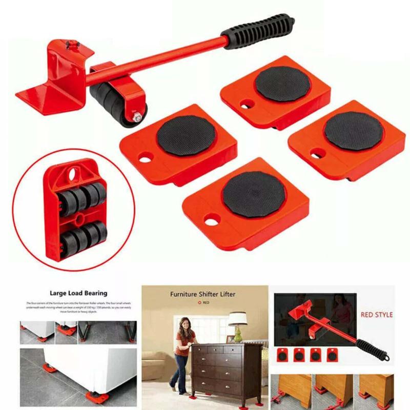 5 Pcs Heavy Duty Furniture Shifter Lifter Set Wheel Moving Removal Slider Mover 0