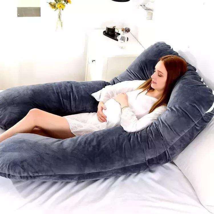Spark House Pregnancy Pillows for Sleeping, U Shaped Full Body Maternity Pillow with Removable Cover - Support for Back, Legs, Belly, HIPS for Pregnant Women, 57 Inch Pregnancy Pillow for Women, Grey 2