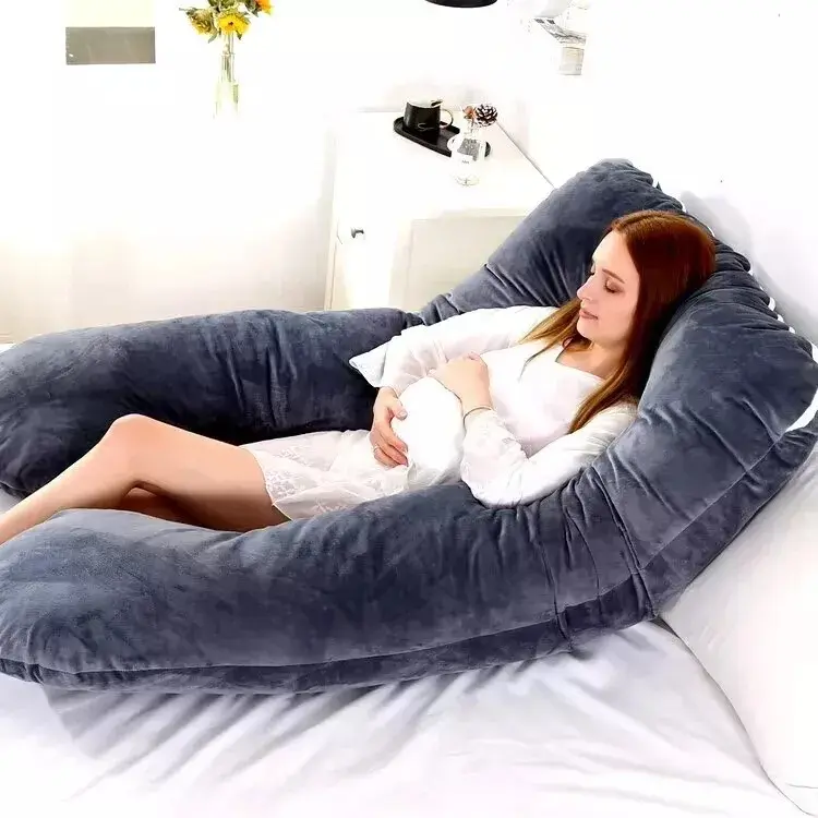 Spark House Pregnancy Pillows for Sleeping, U Shaped Full Body Maternity Pillow with Removable Cover - Support for Back, Legs, Belly, HIPS for Pregnant Women, 57 Inch Pregnancy Pillow for Women, Grey 2