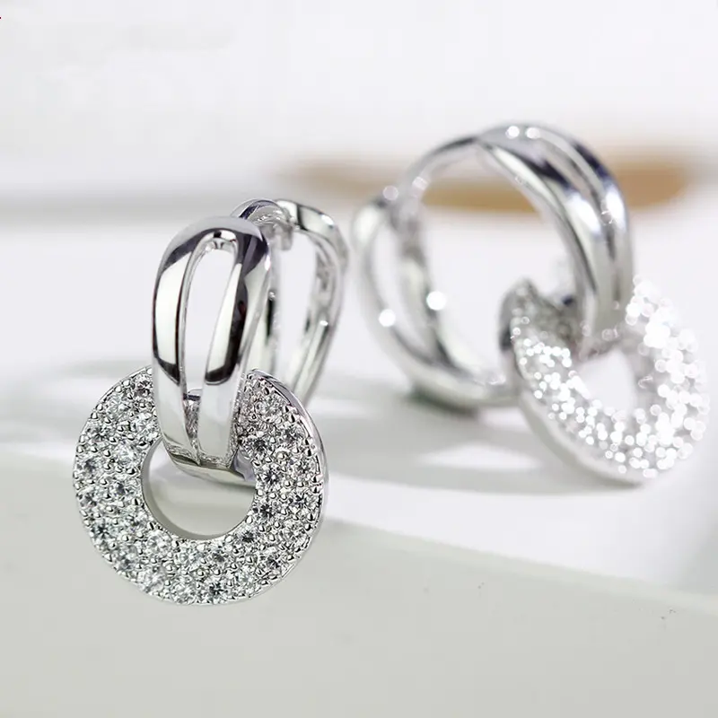[Zirconia Earrings With Design Fashion] High-end Fashion Female Round zirconia Earrings With Design Ear Accessories 4