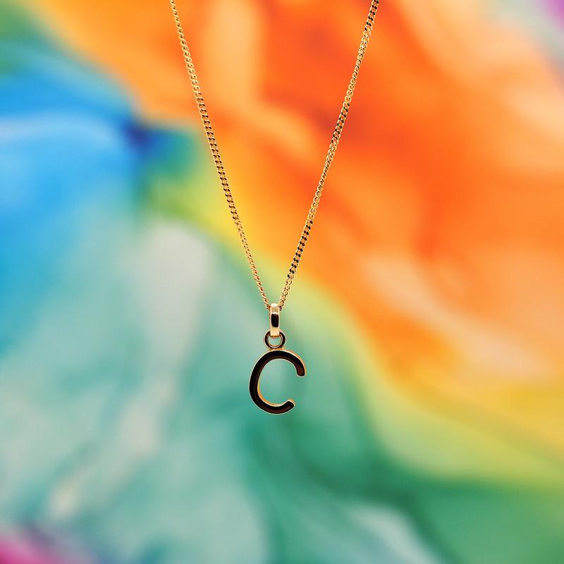 Yellow Gold Initial Pendants on 16" Chains - Personalised Selection Available 3