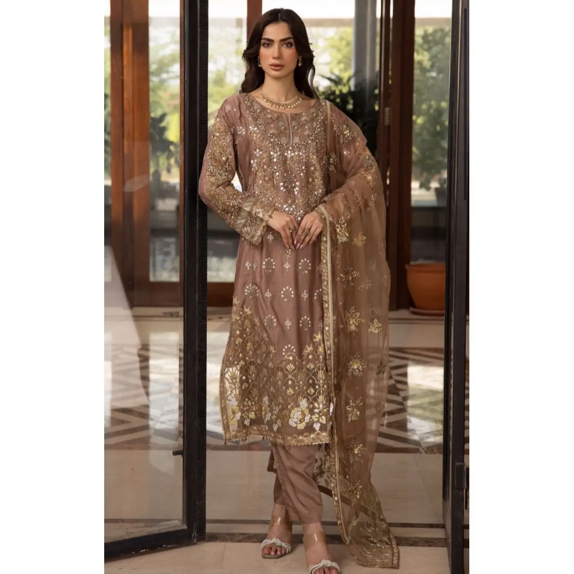 Maria B inspired embroidered viscose outfit