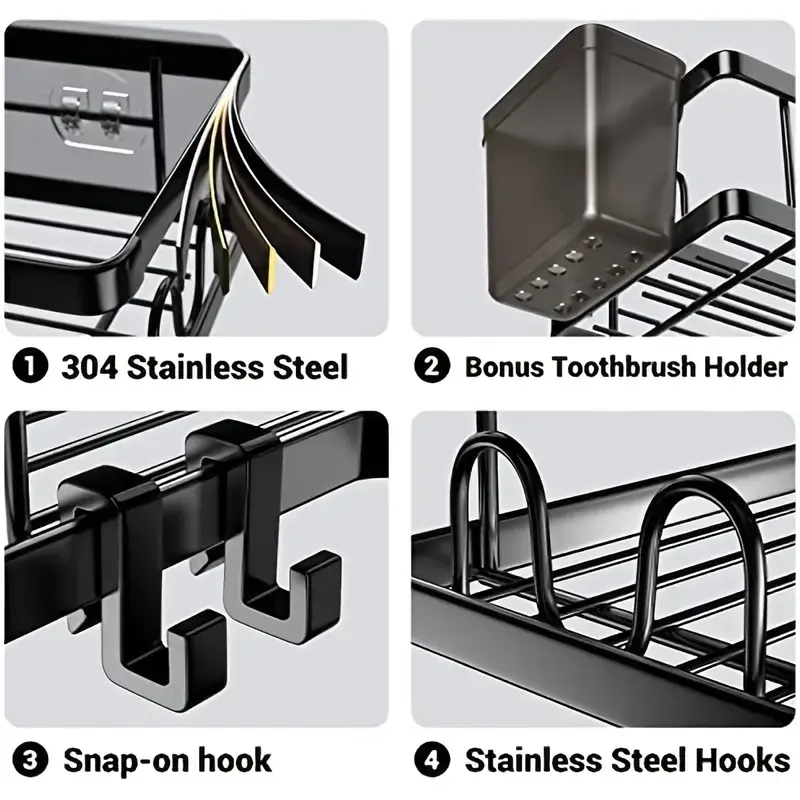 Dual Pack No-Drill Corner Shower Caddy - Rust-Free, Adhesive Mount Storage for Bathroom Bliss! 3