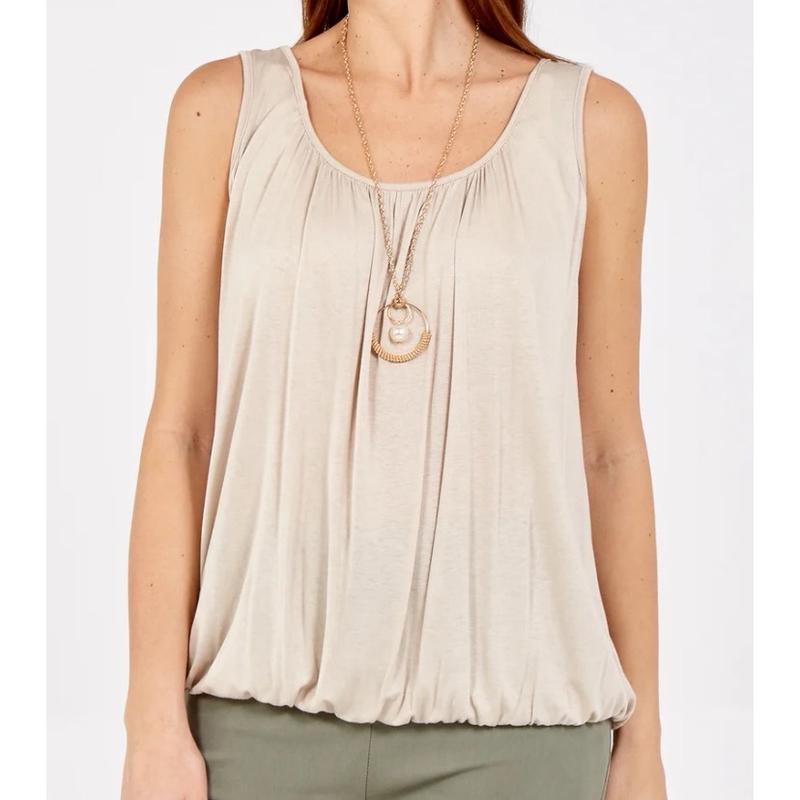 Shakira Bubble Hem Vest Top T-shirt Round Neck Sleeveless Elasticated Gathering Top Women’s Comfort Womenswear Basic Clothing   Casual 8